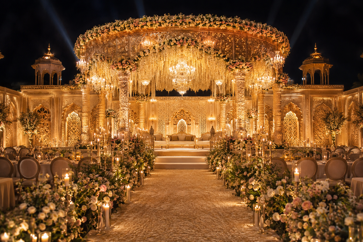 Best Event Planner in Varanasi creating a luxury wedding decoration by Creative Crew Events